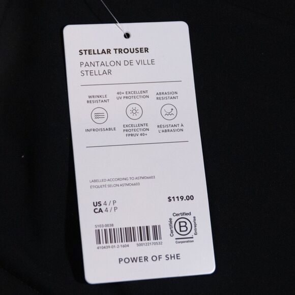 NWT Athleta Stellar High Rise Stretch Trouser Pants Black Women's 4P (410439) - Picture 3 of 7